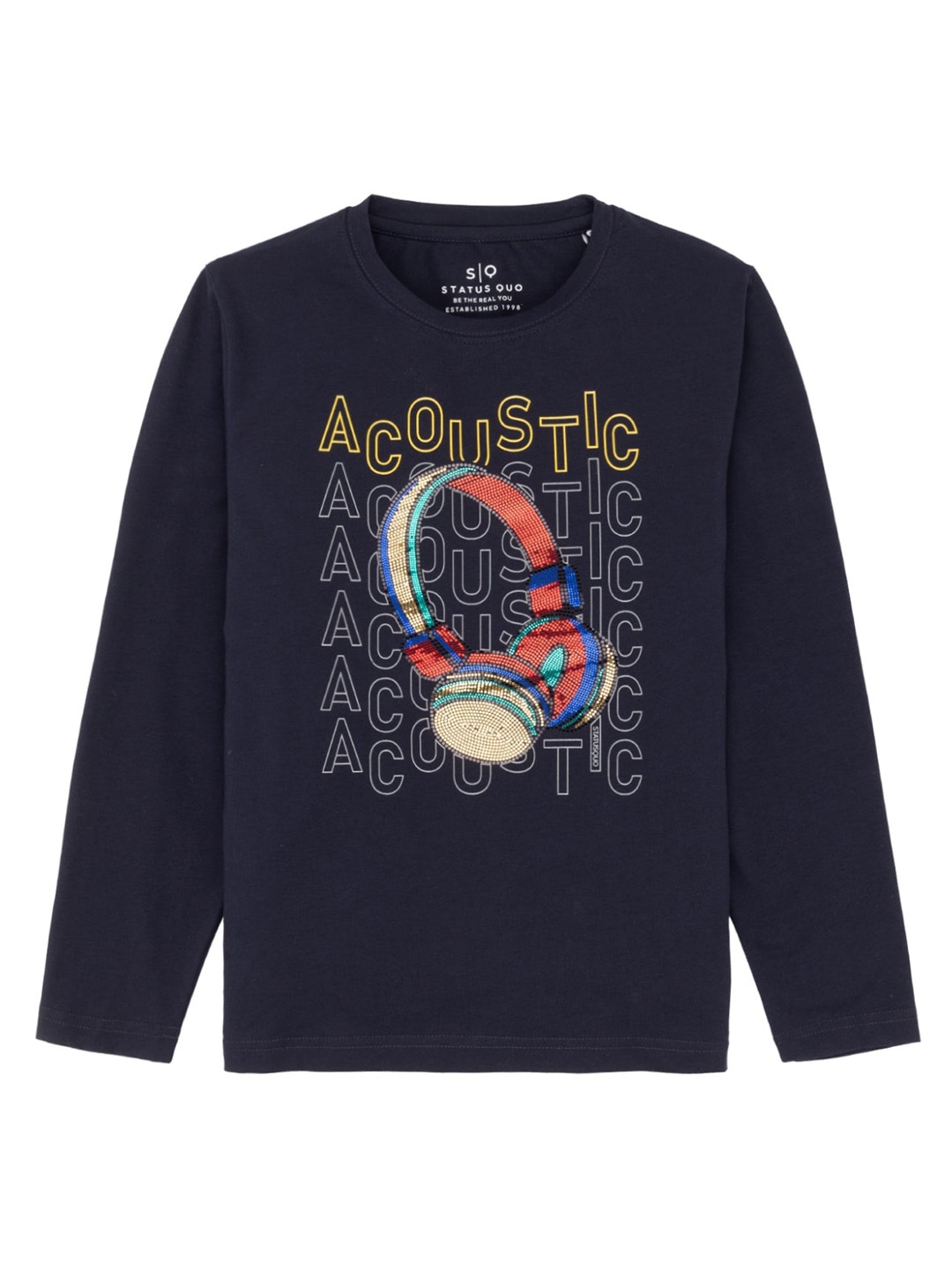 

Status Quo Boys Graphic Printed Cotton T-Shirt, Navy blue