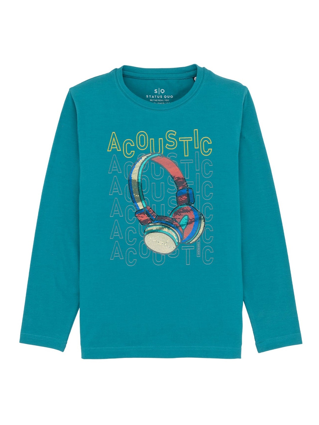 

Status Quo Boys Typography Printed Cotton T-shirt, Teal