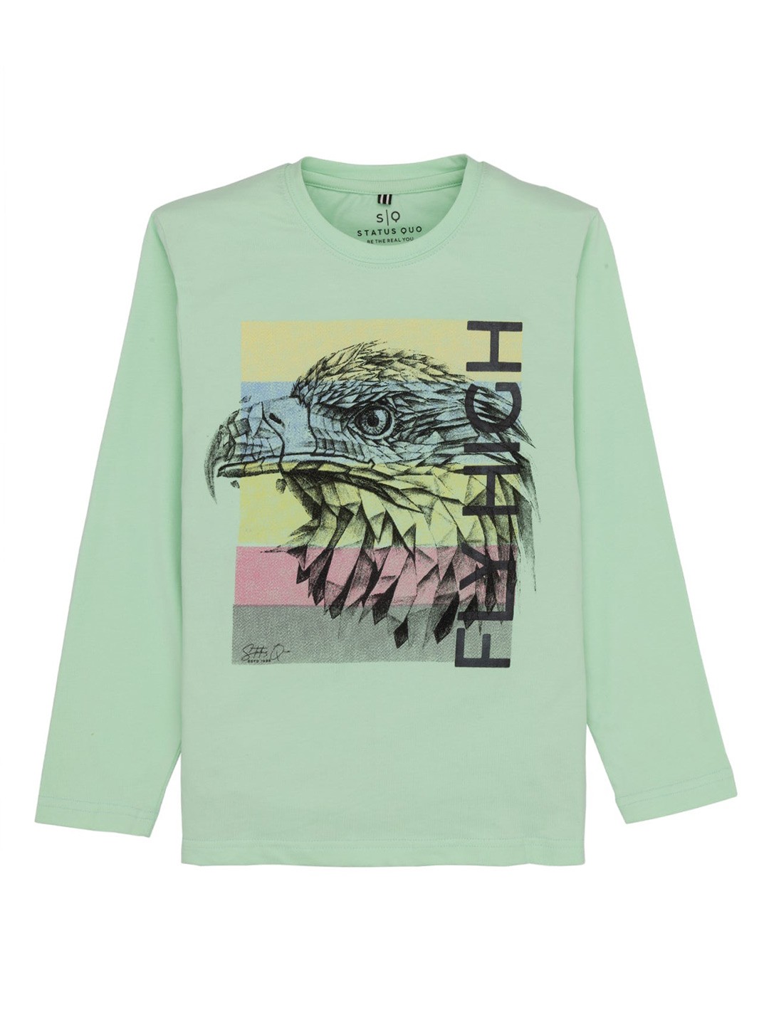 

Status Quo Boys Graphic Printed Cotton T-Shirt, Green