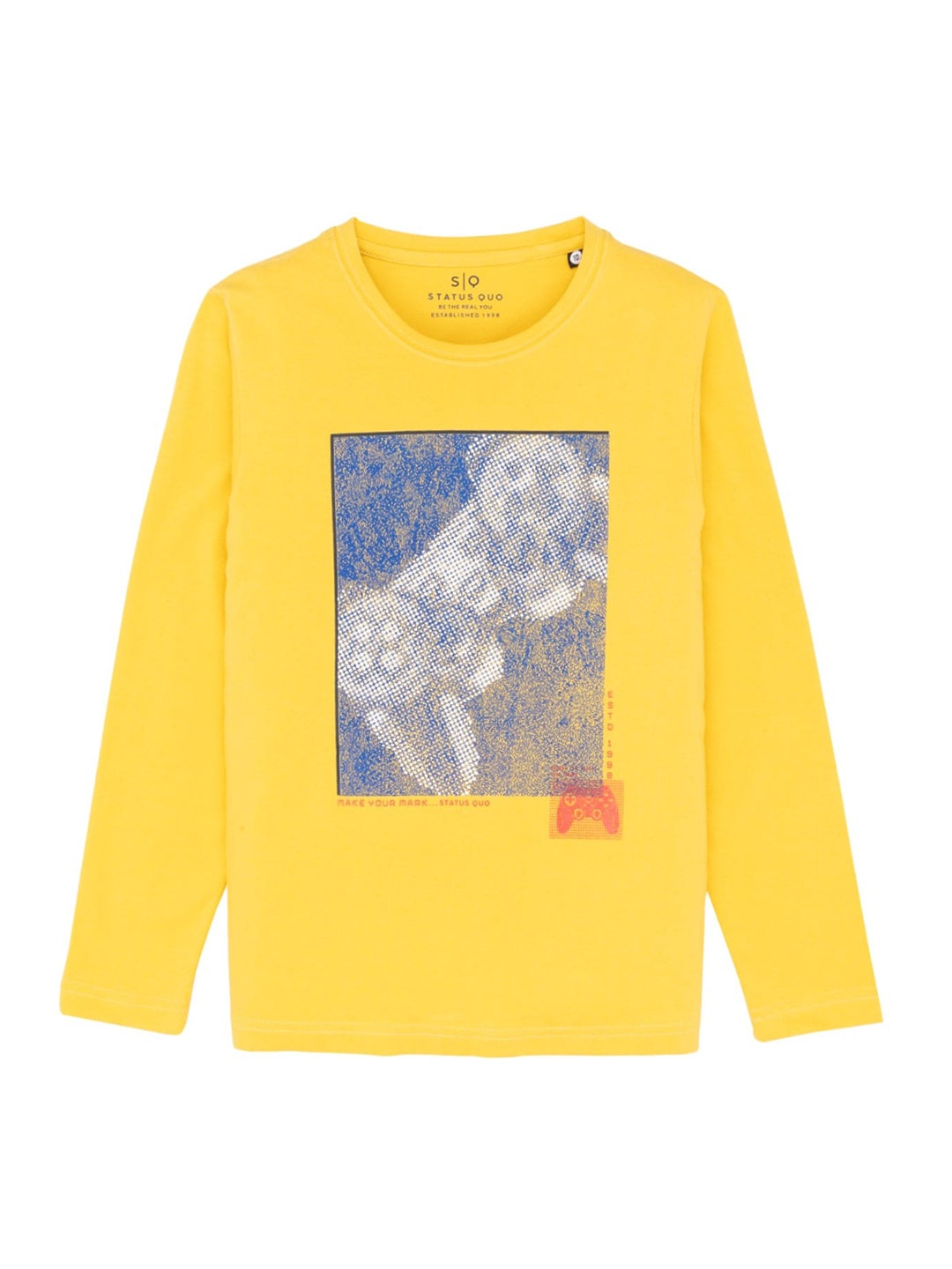 

Status Quo Boys Printed Cotton Round Neck T-Shirt, Yellow