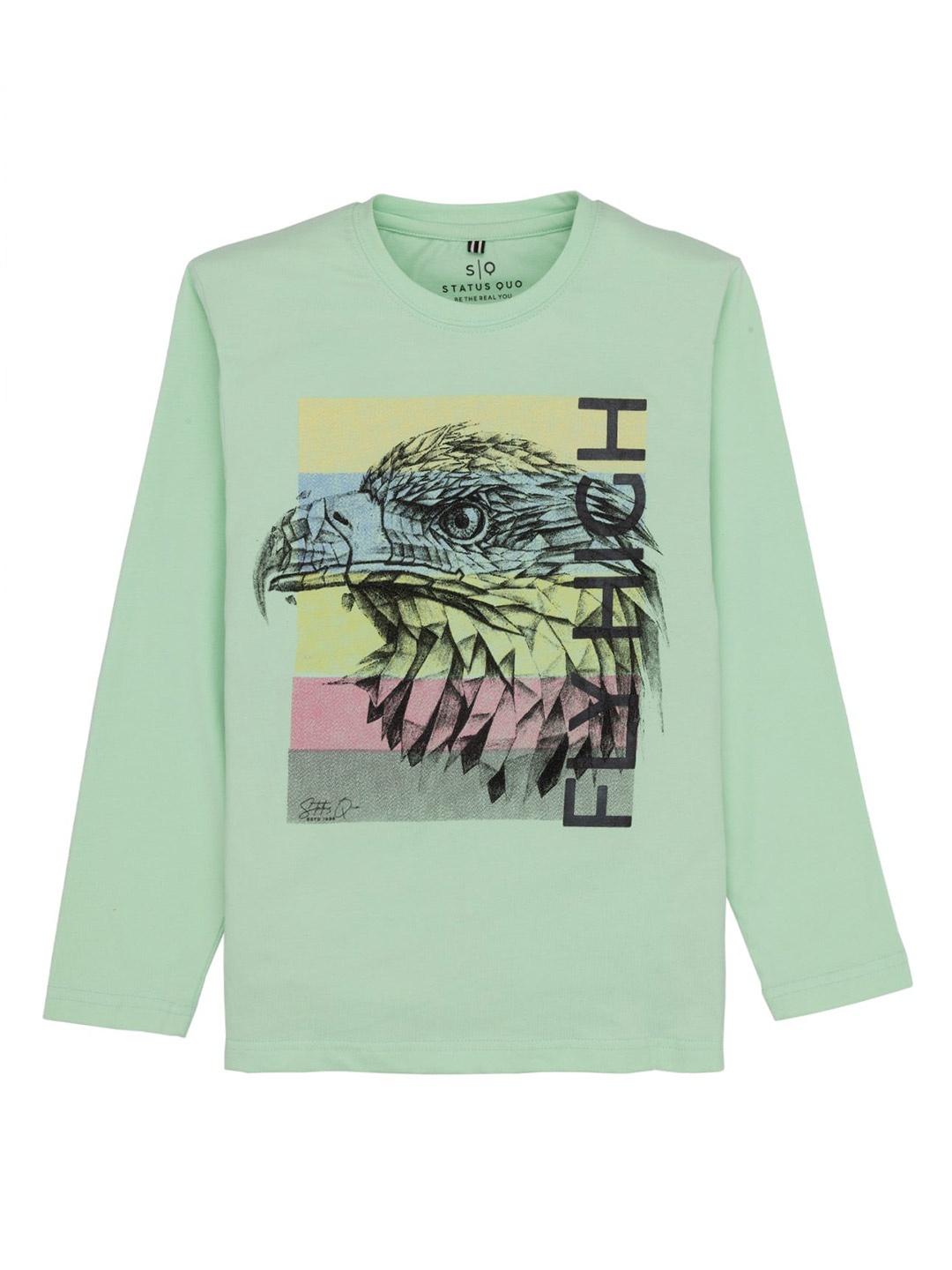 

Status Quo Boys Graphic Printed Cotton T-shirt, Green