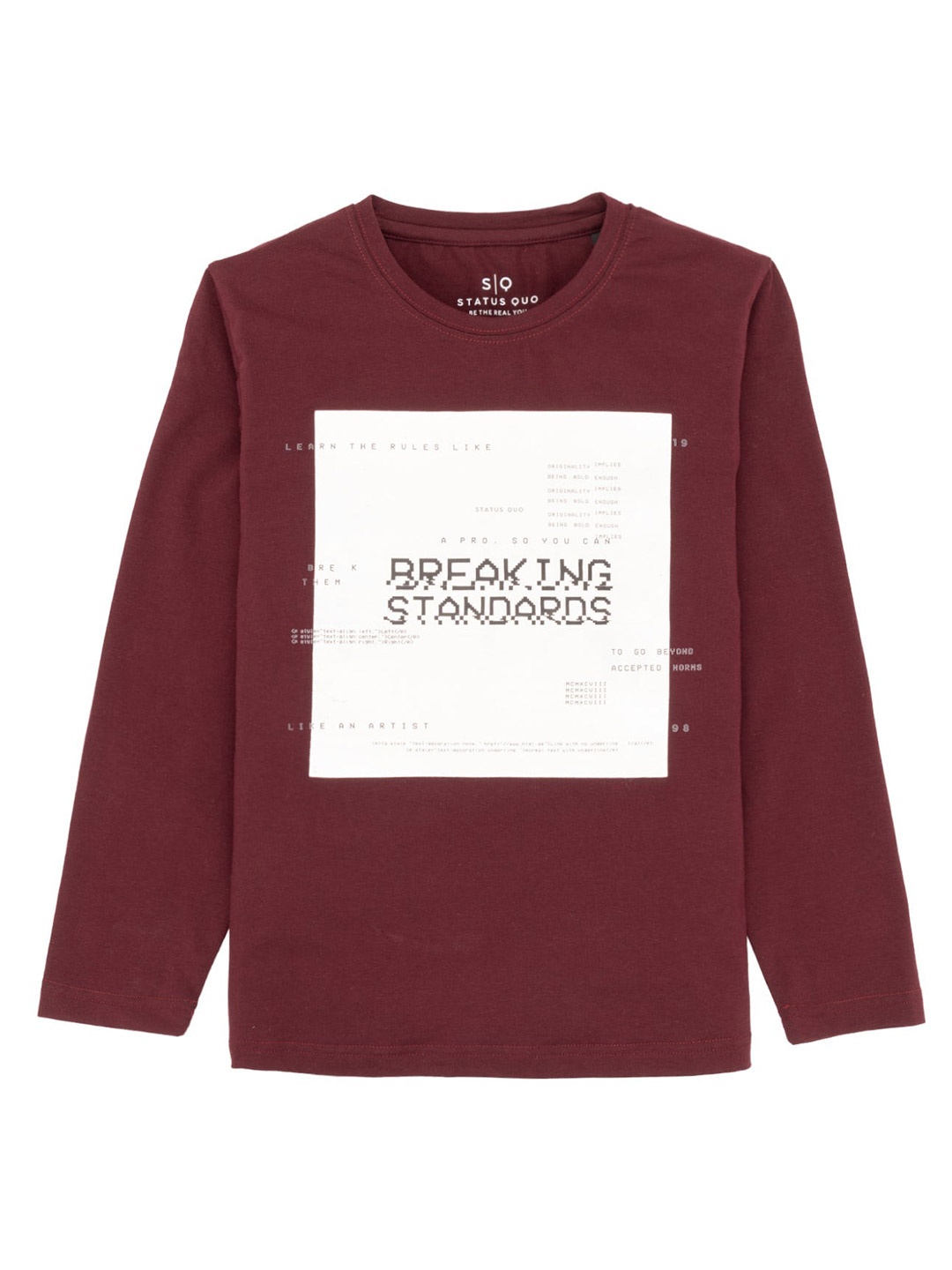 

Status Quo Boys Typography Printed Cotton T-Shirt, Maroon