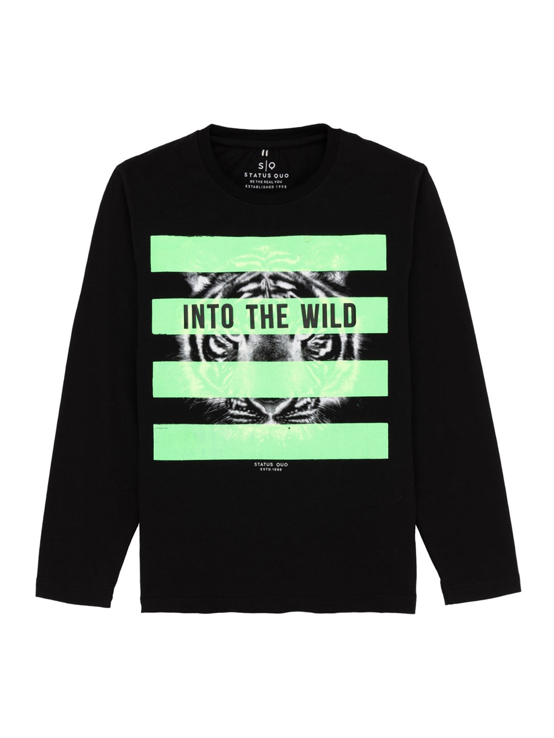 

Status Quo Boys Typography Printed Cotton T-shirt, Black