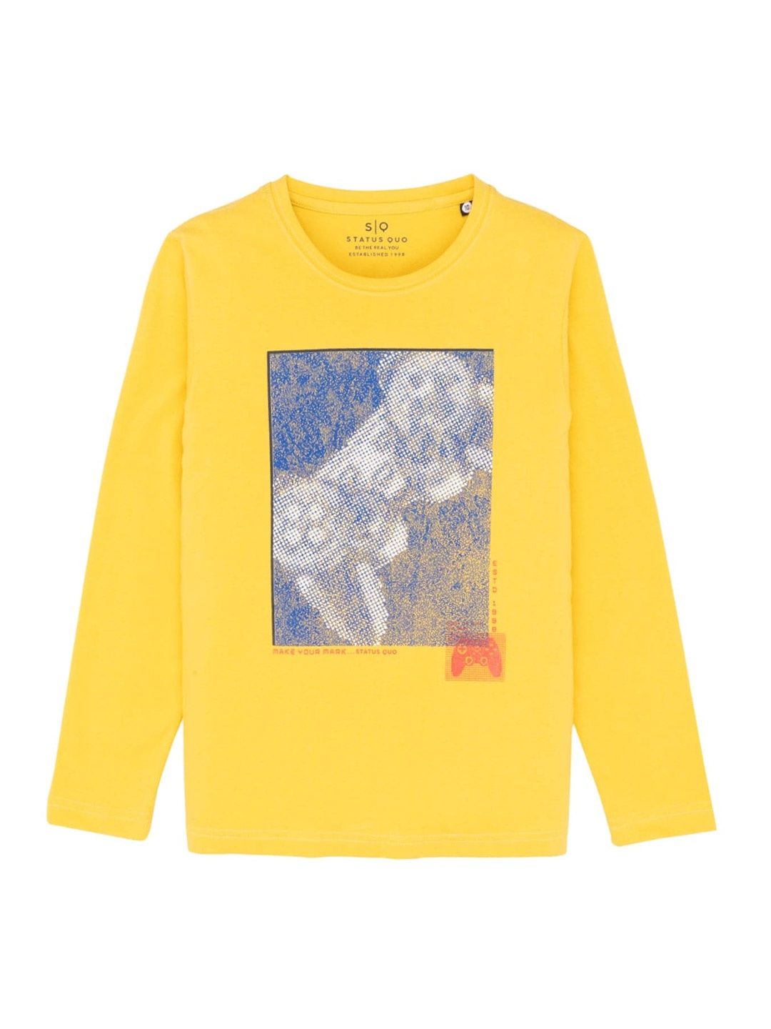 

Status Quo Boys Printed Cotton Round Neck T-Shirt, Yellow
