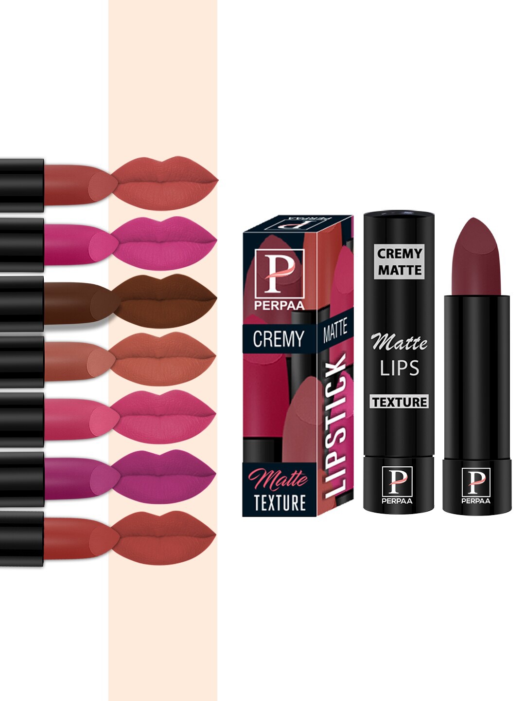 

PERPAA Set of 8 Creamy Matte Long Lasting Lipstick With Beeswax & Castor Seed Oil, Pink