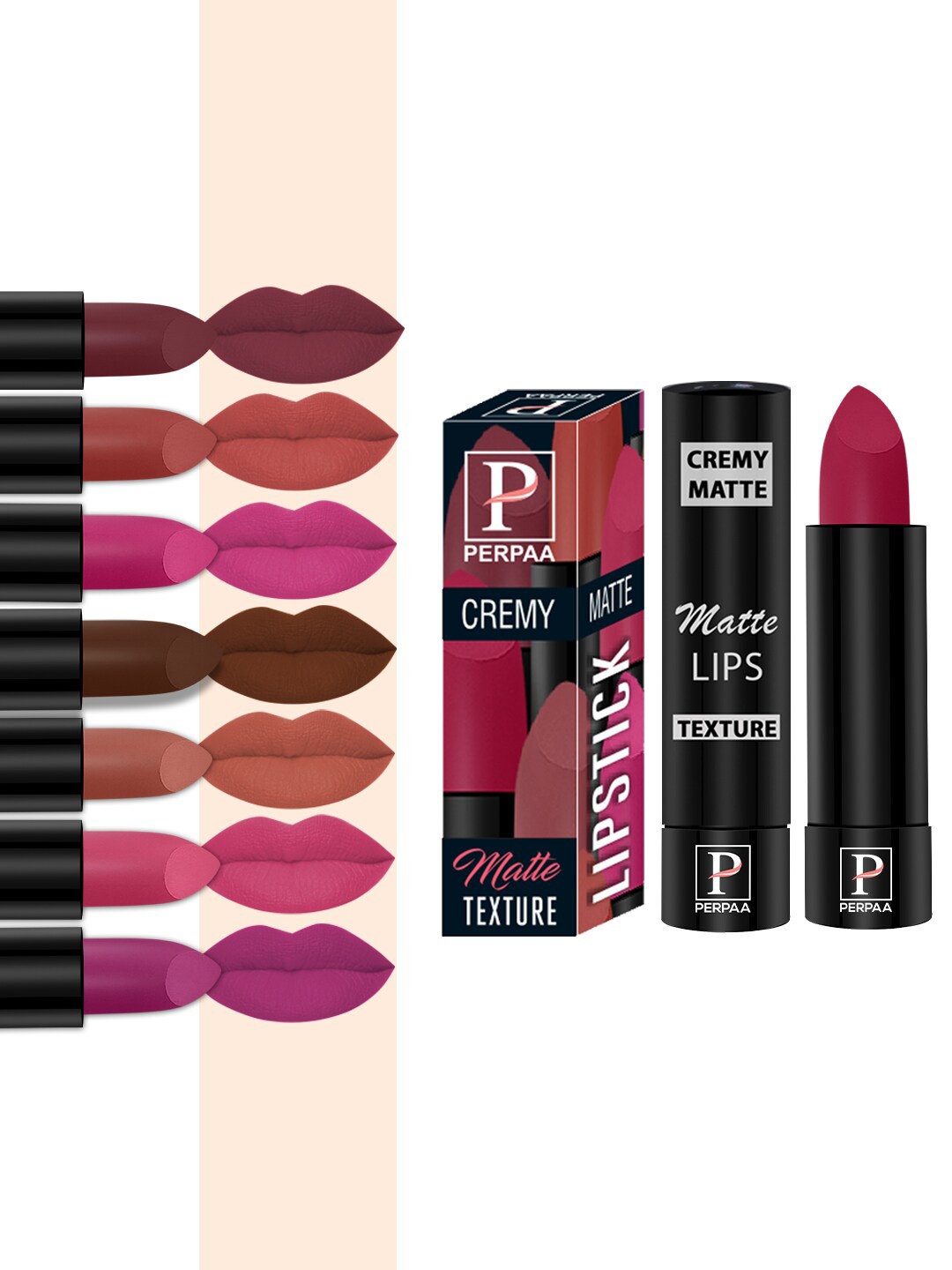 

PERPAA Set of 8 Long Lasting Smooth Texture Smudgeproof Cremy Matte Lipstick - 3.5 g each, Multi