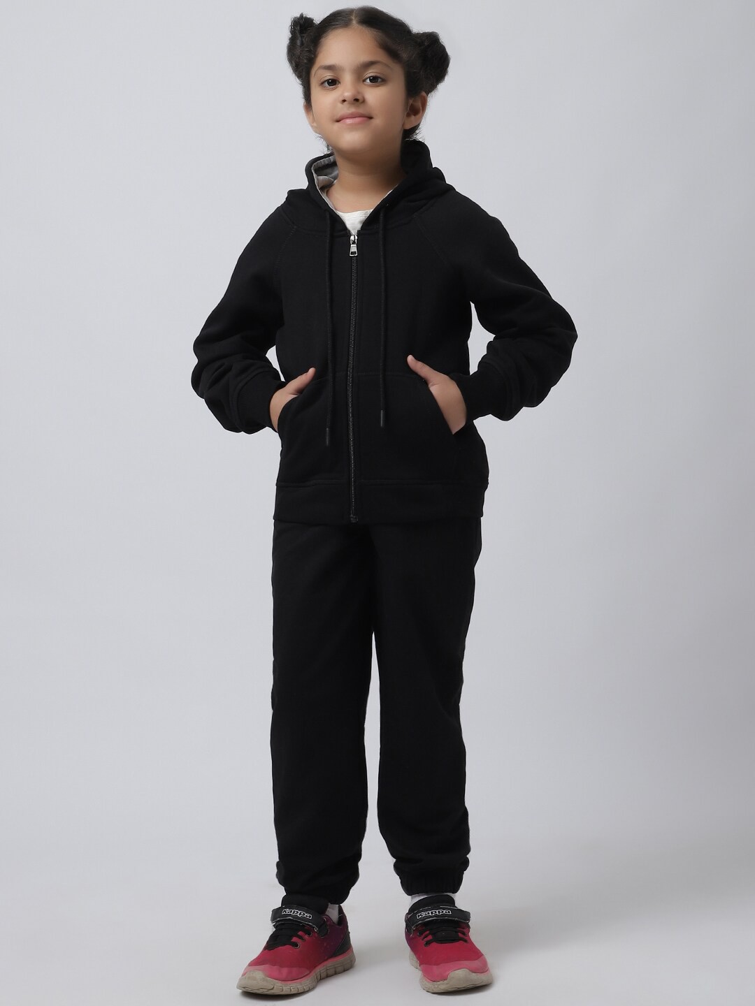 

Rute Girls Hooded Cotton Tracksuit, Black