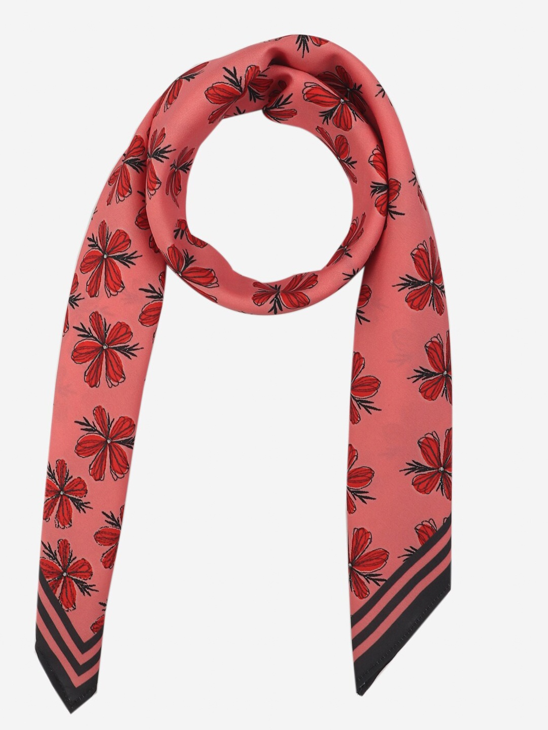 

Beau Design Women Floral Printed Scarf, Red