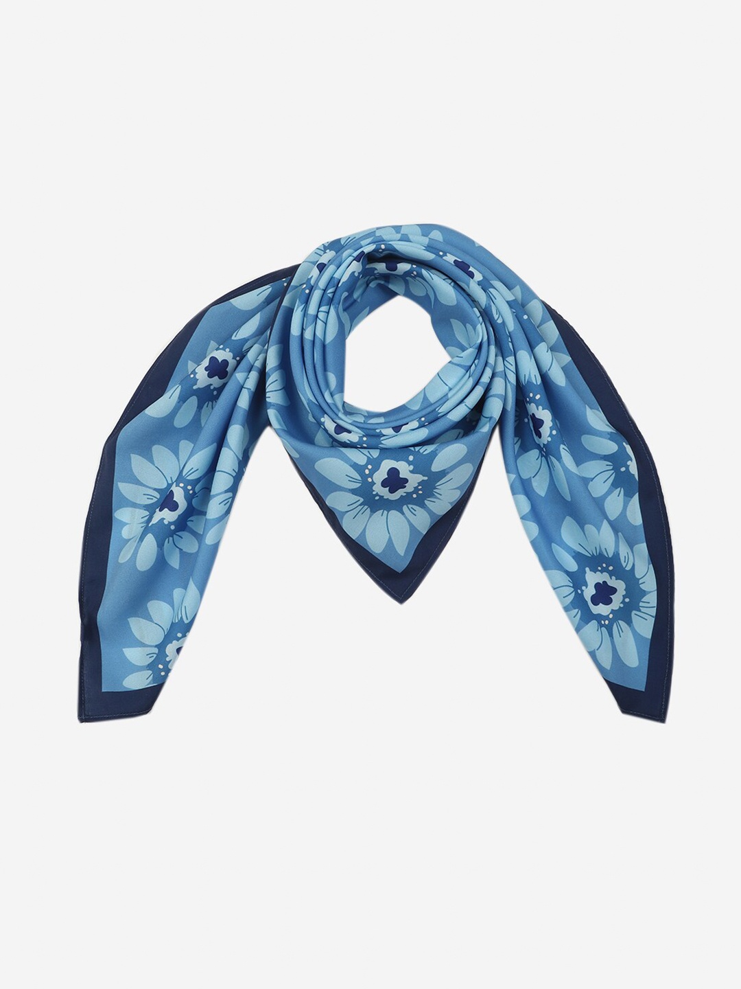 

Beau Design Women Floral Printed Scarf, Blue