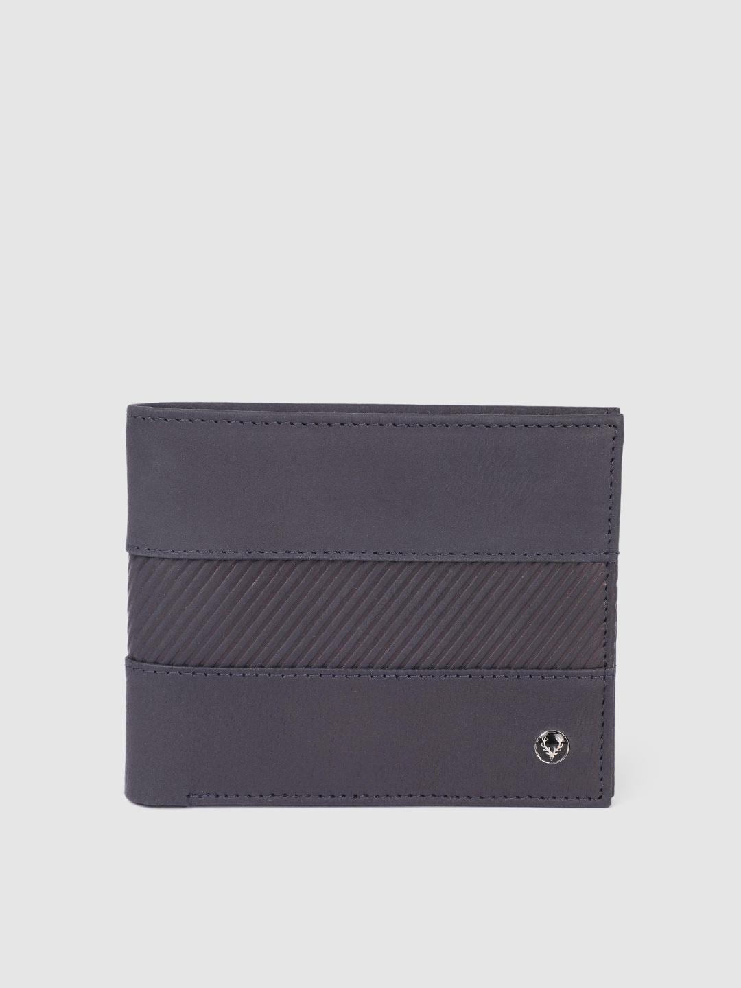 

Allen Solly Men Striped Leather Two Fold Wallet, Navy blue
