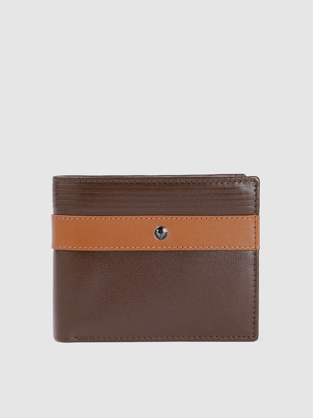 

Allen Solly Men Striped Leather Two Fold Wallet, Brown