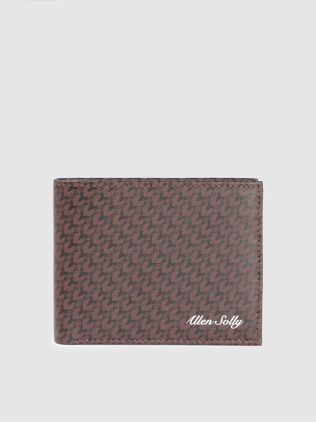 

Allen Solly Men Brand Logo Printed Leather Two Fold Wallet, Brown