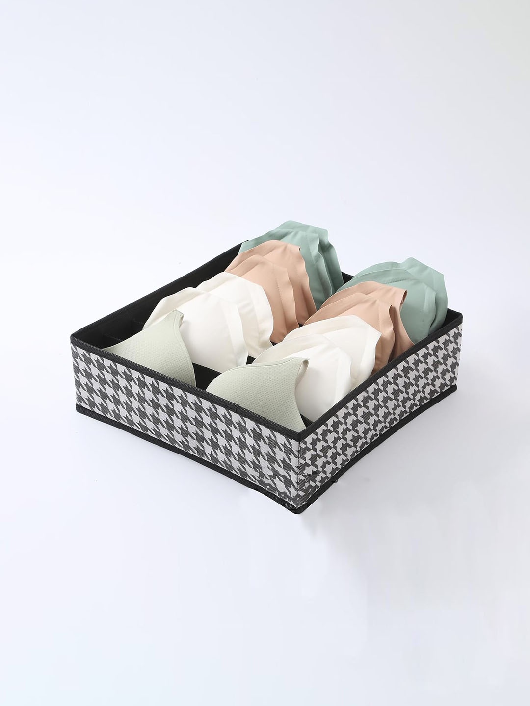 HOUSE OF QUIRK Black 4 Pieces Printed Foldable Storage Organisers