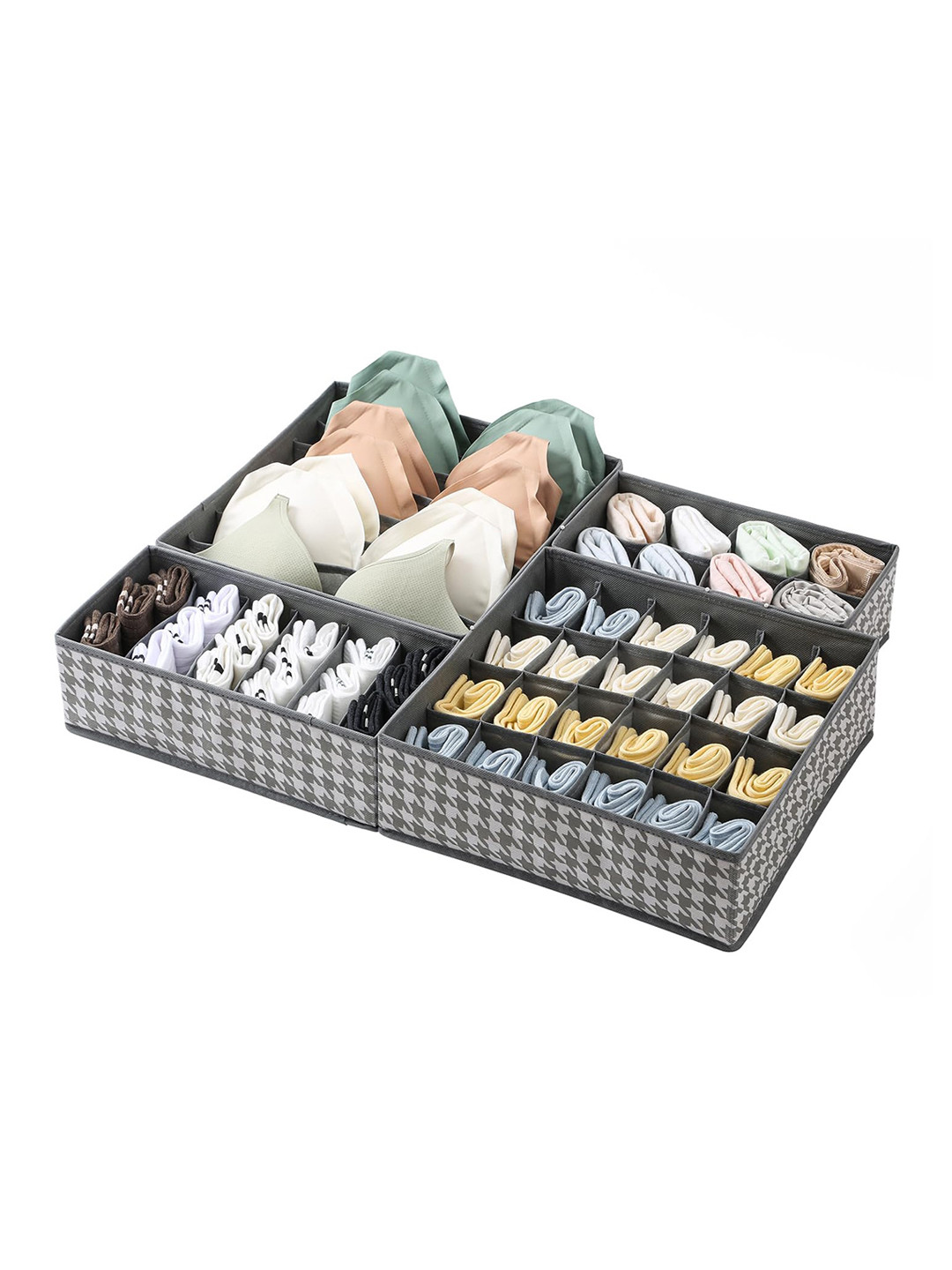 

HOUSE OF QUIRK Grey 4 Pieces Printed Foldable Organisers