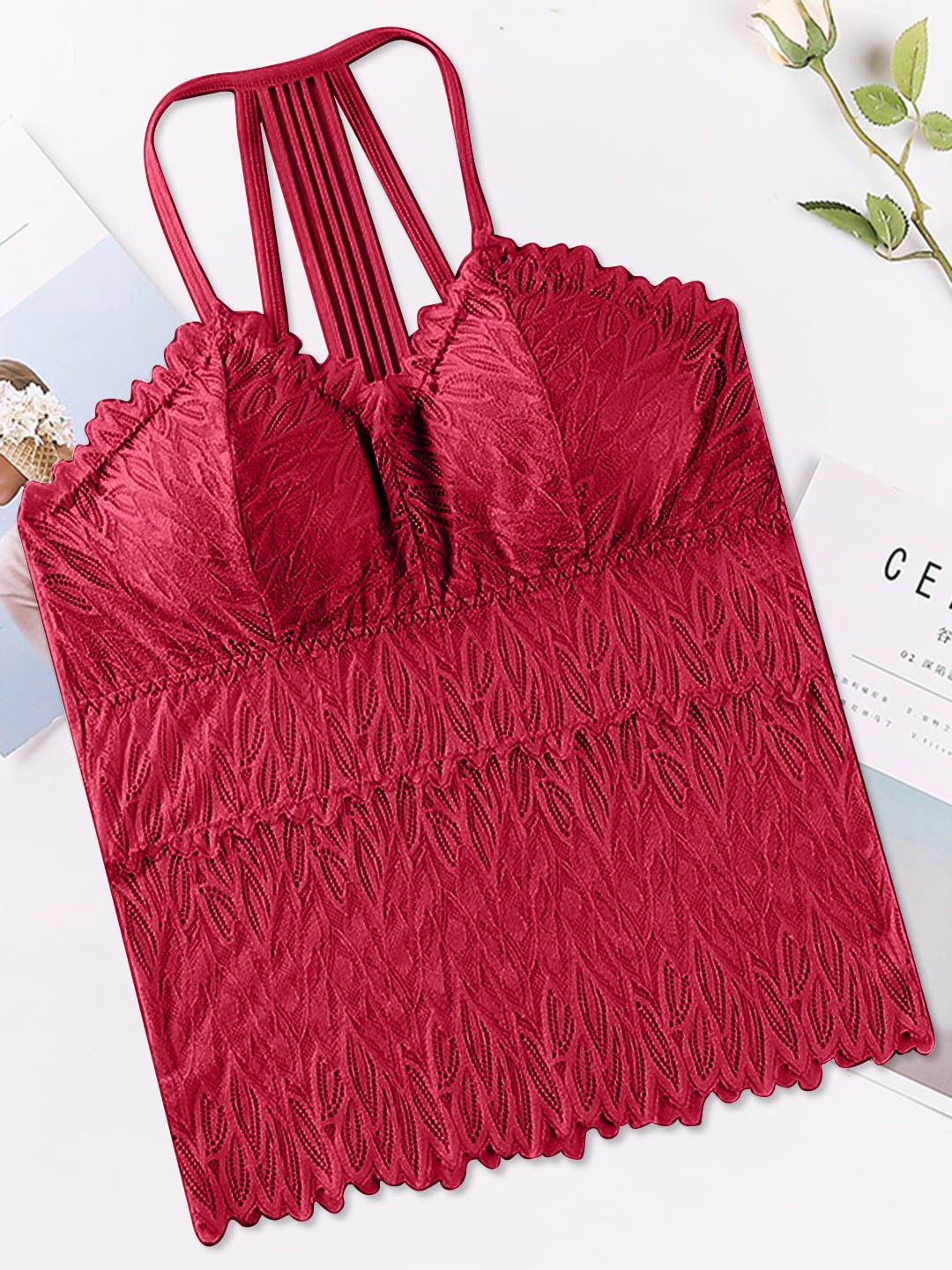 

VAGHBHATT Laced Multiway Straped Lingerie Set, Red