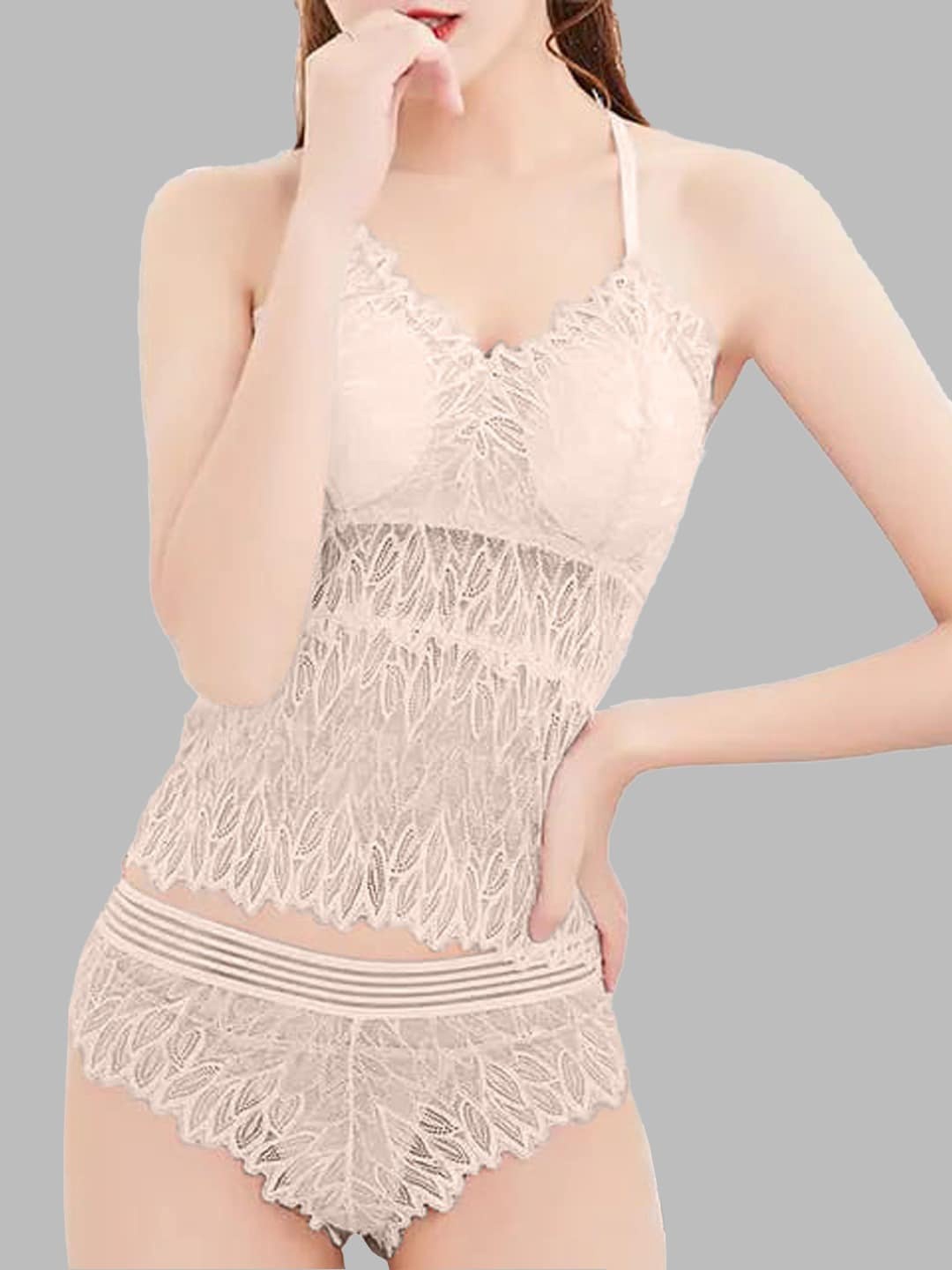 

Krelin Laced Multiway Straped Lingerie Set, Beige
