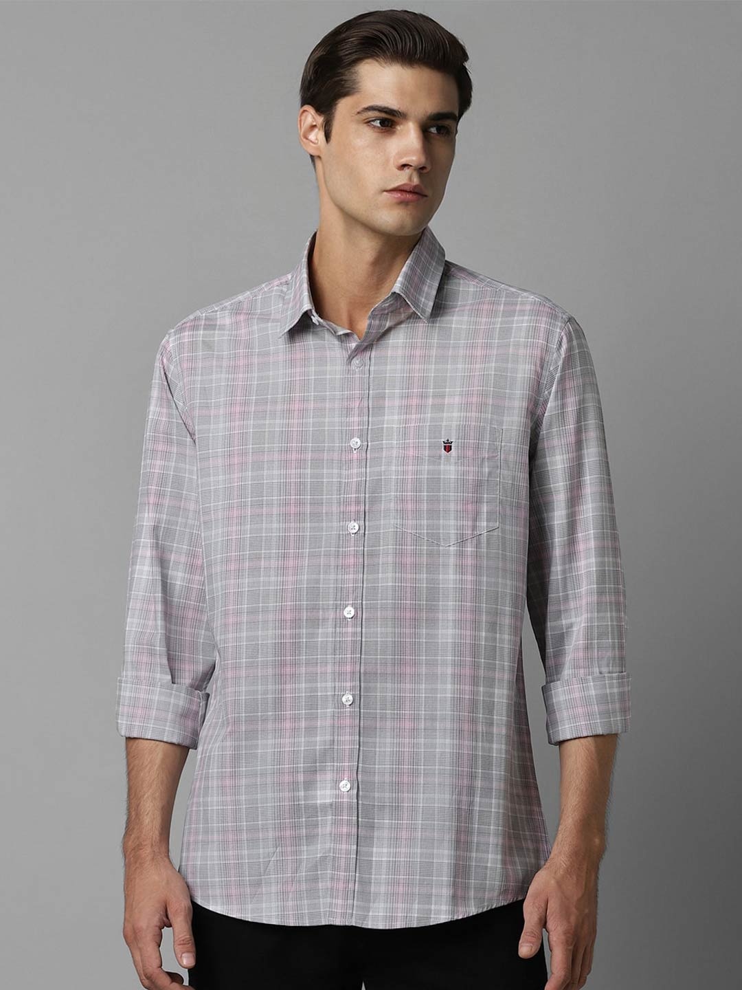

Louis Philippe Sport Slim Fit Tartan Checks Cotton Casual Shirt, Grey