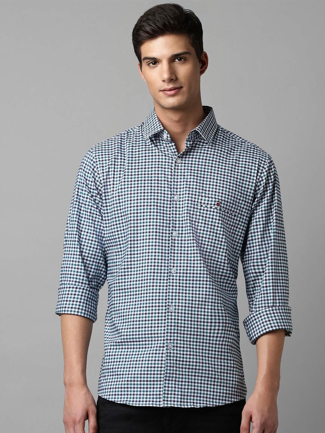 

Louis Philippe Sport Gingham Checked Slim Fit Opaque Cotton Casual Shirt, White