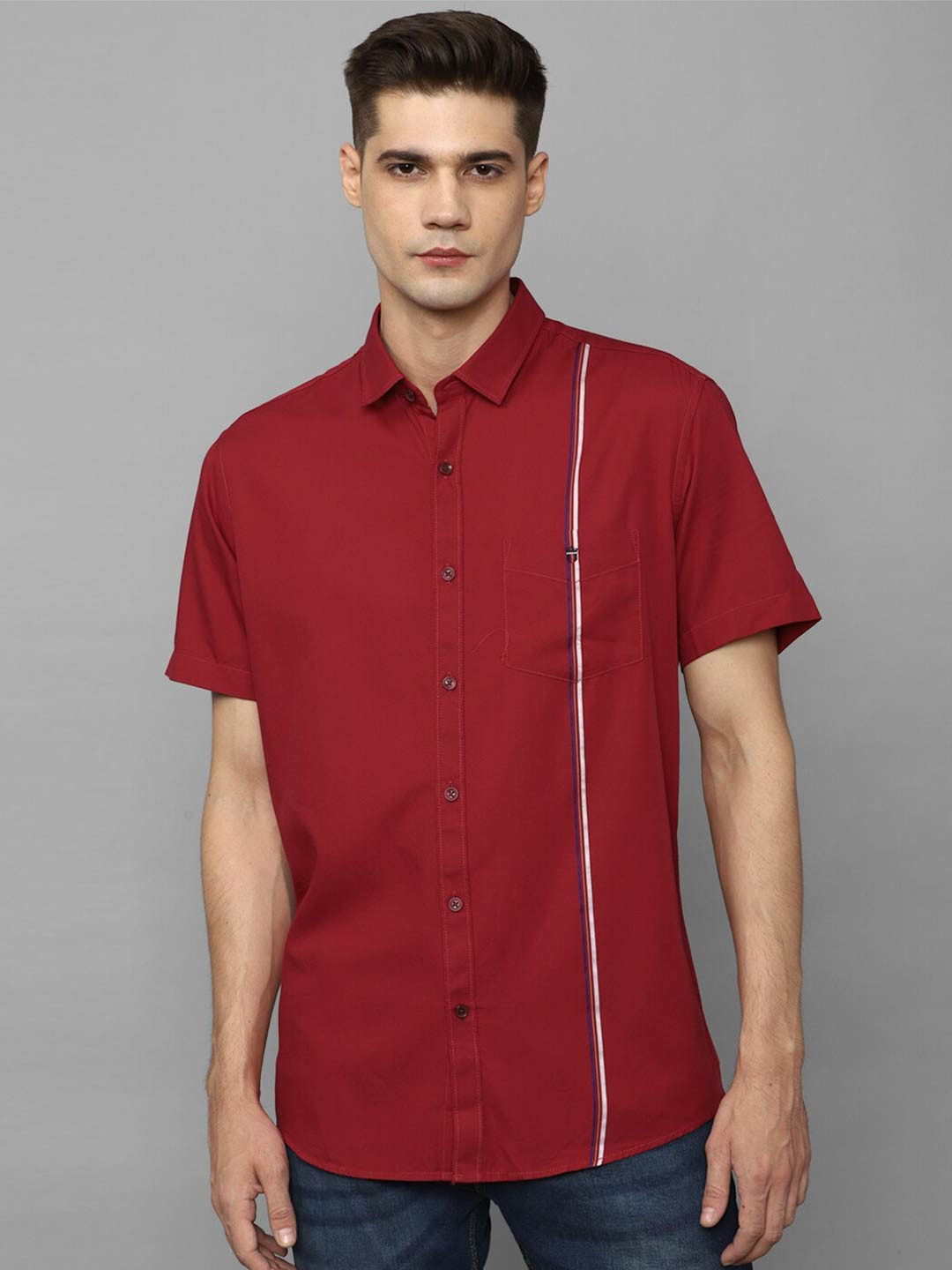 

Louis Philippe Sport Slim Fit Striped Cotton Casual Shirt, Maroon