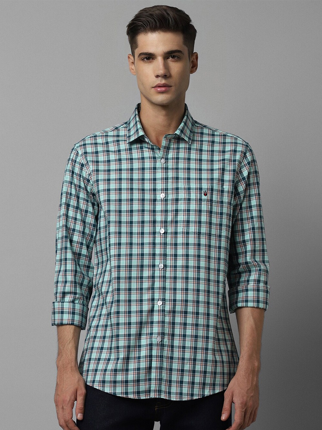 

Louis Philippe Sport Slim Fit Checked Cotton Casual Shirt, Blue
