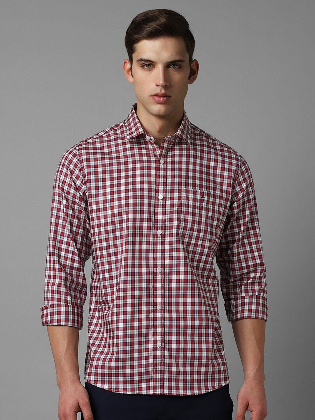 

Louis Philippe Sport Checked Slim Fit Pure Cotton Casual Shirt, Maroon