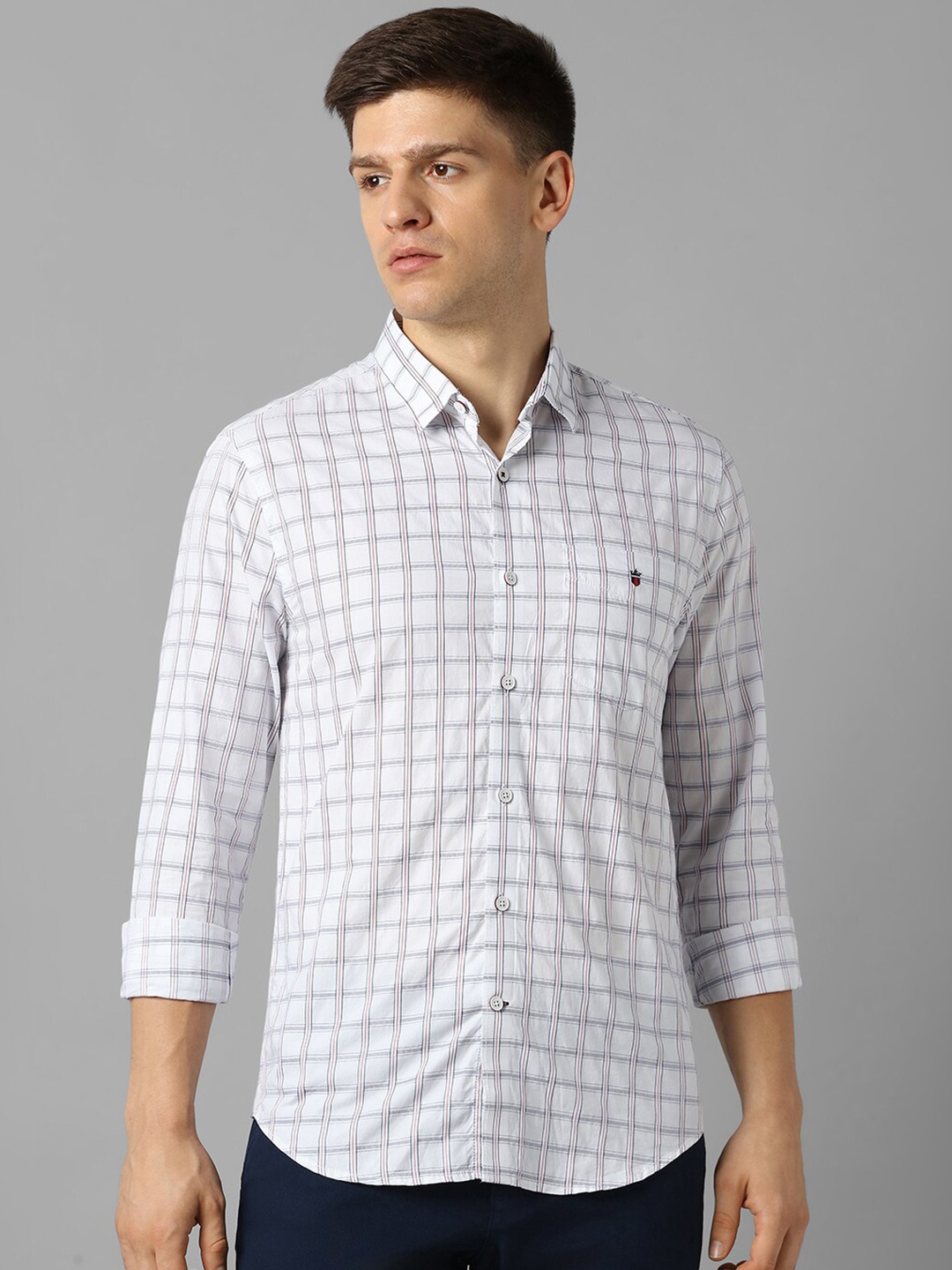 

Louis Philippe Sport Checked Slim Fit Pure Cotton Casual Shirt, White