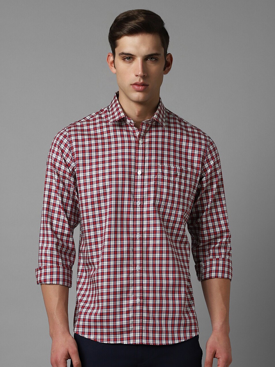 

Louis Philippe Sport Slim Fit Checked Pure Cotton Casual Shirt, Maroon
