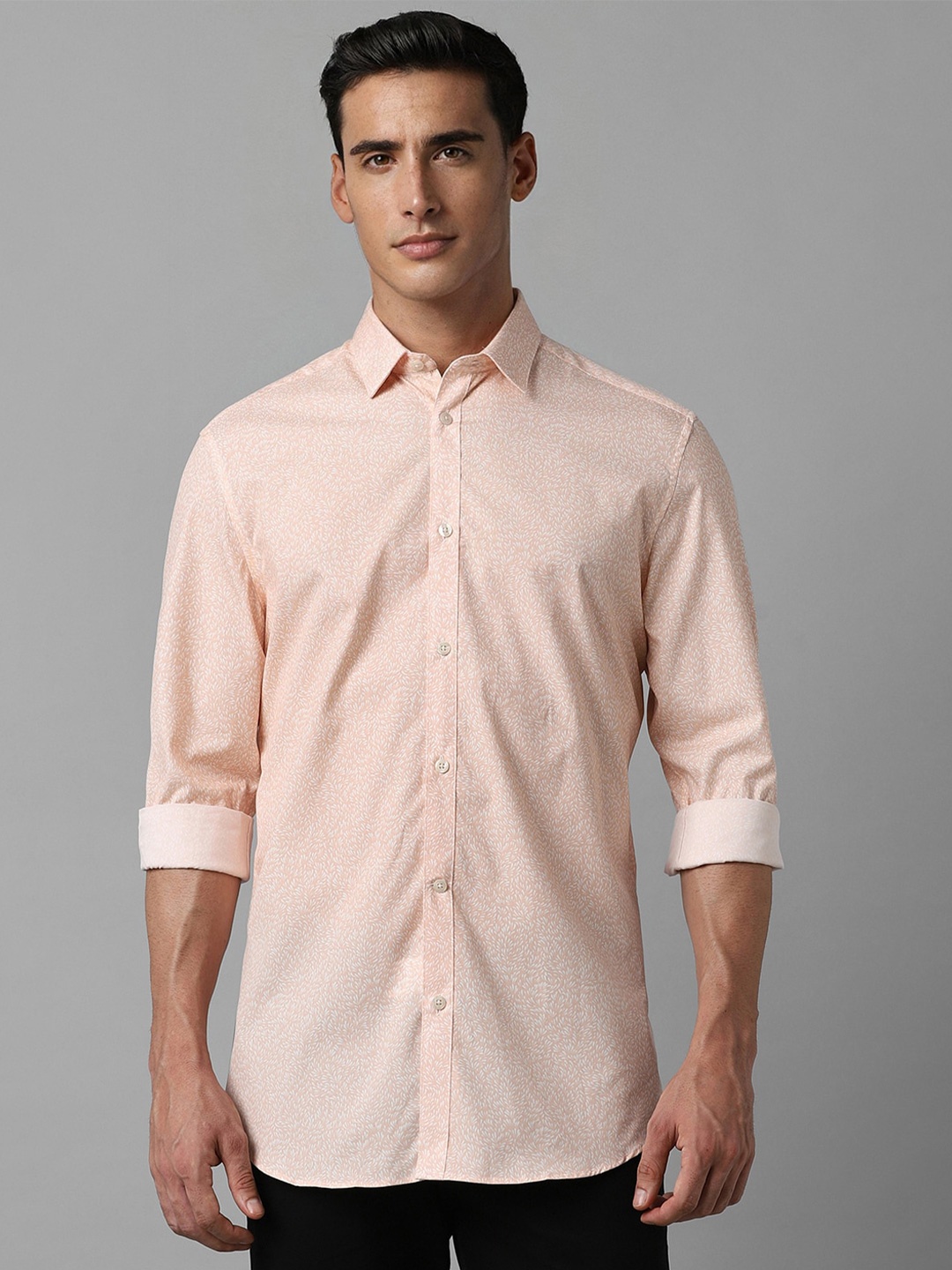 

Louis Philippe Sport Micro Ditsy Printed Cotton Casual Shirt, Peach