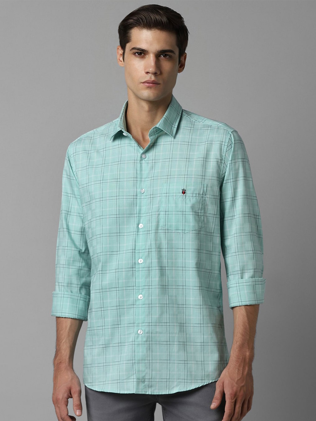 

Louis Philippe Sport Tartan Checked Slim Fit Pure Cotton Casual Shirt, Blue