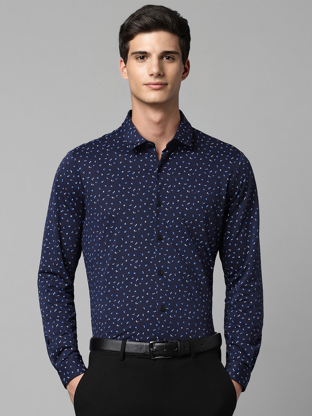 

Allen Solly Floral Printed Slim Fit Opaque Formal Shirt, Navy blue