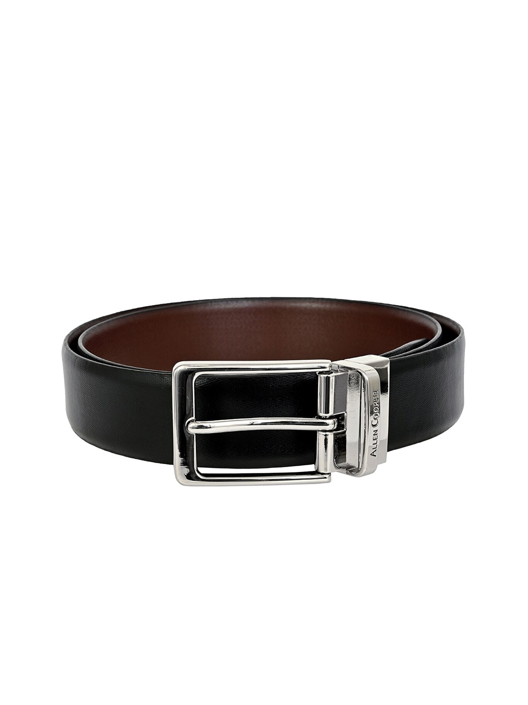 

Allen Cooper Men Textured Leather Reversible Formal Belt, Black