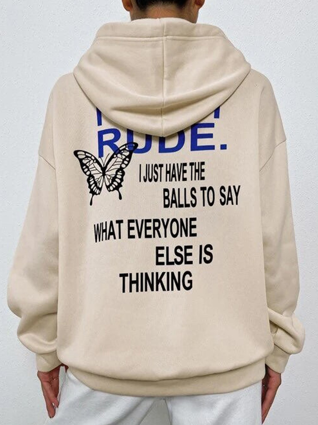 

Christy World Typography Printed Hooded Sweatshirt, Beige