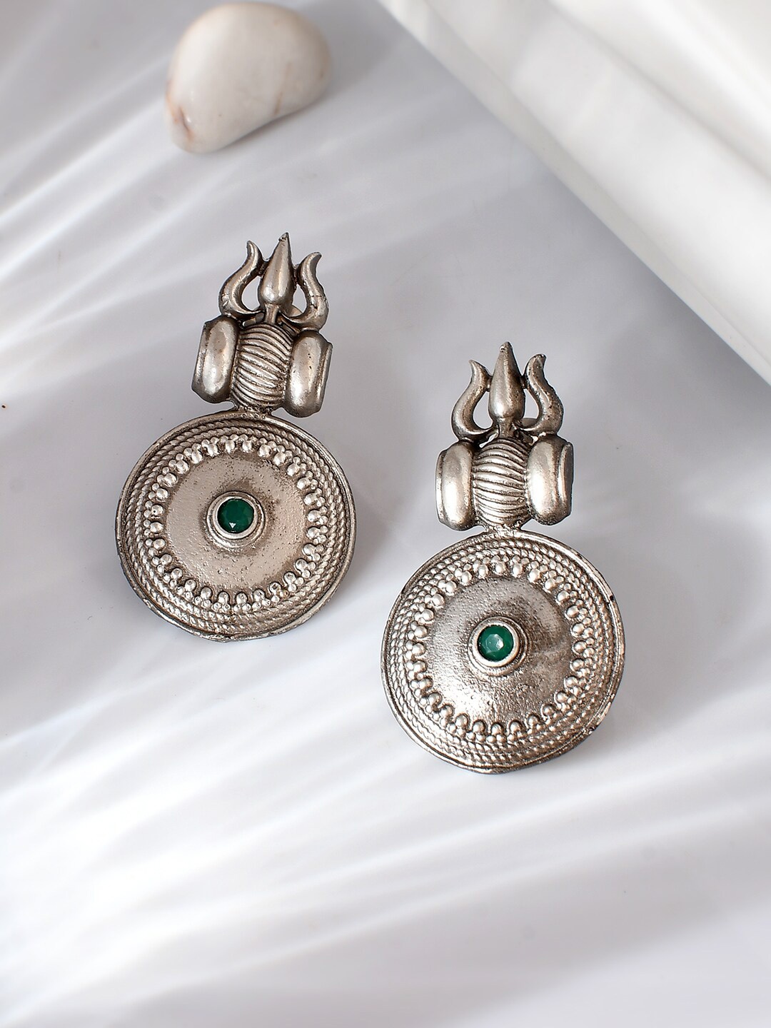

DASTOOR Silver Plated Oxidised Drop Earrings