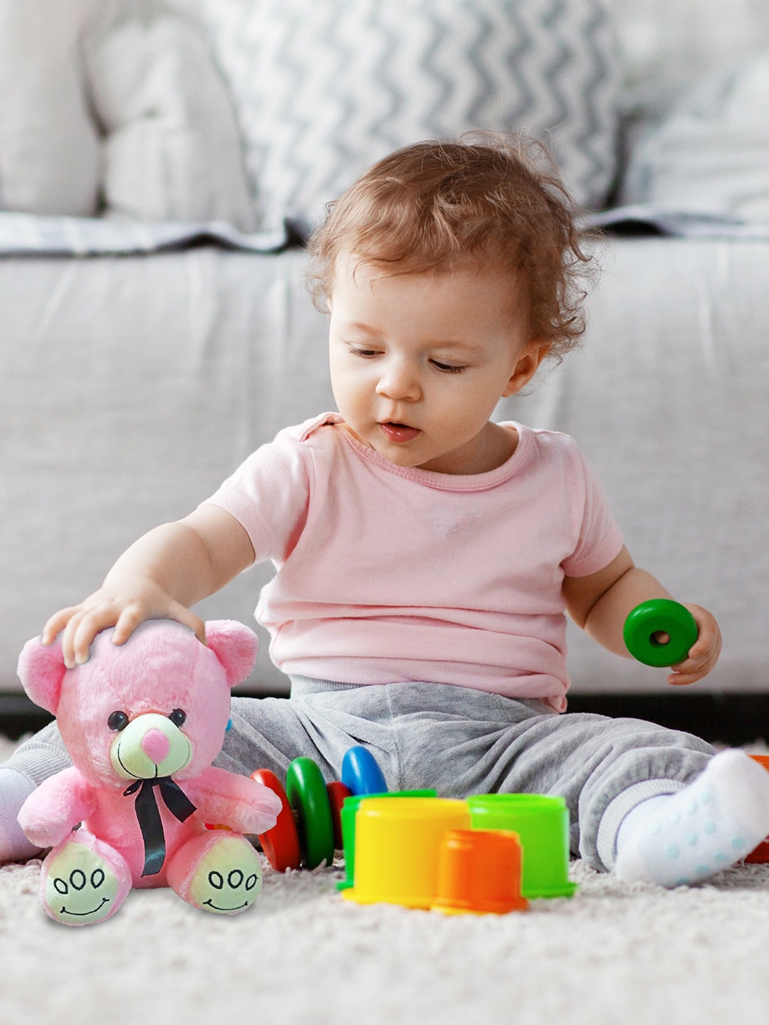 

Kidbea Kids Cotton Teddy Bear Plush Soft Toy, Pink