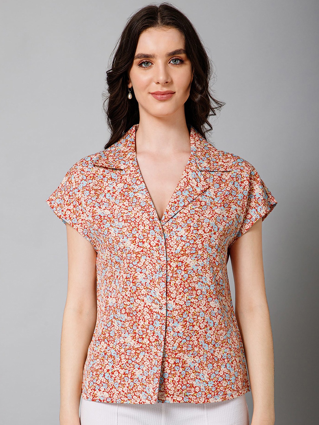 

PURYS Standard Floral Printed Casual Shirt, Pink