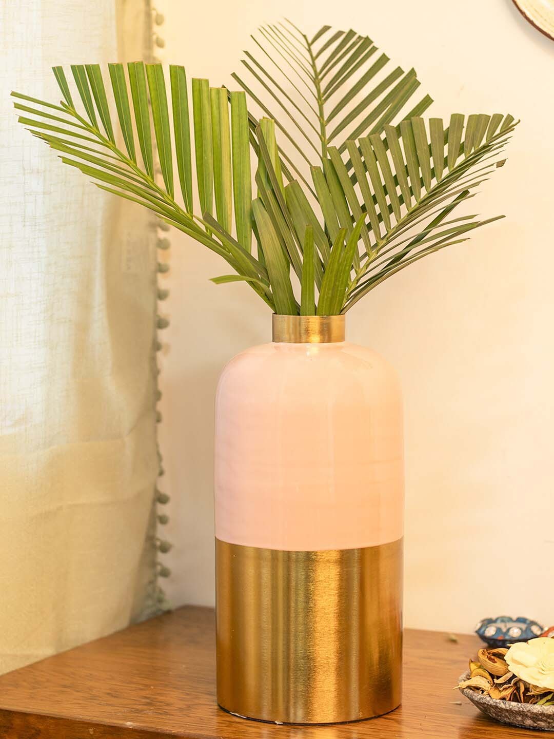 

MARKET99 Gold Toned & Beige Iron Enamel Unbreakable Vase