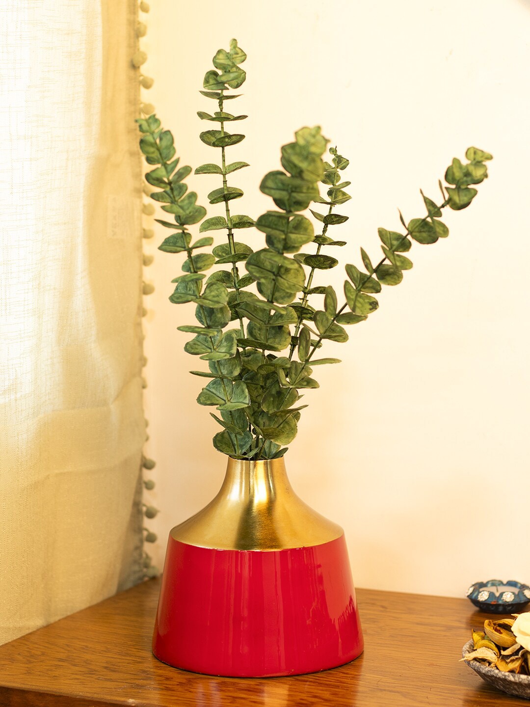 MARKET99 Beige Iron Enamel Unbreakable Vase, Gold