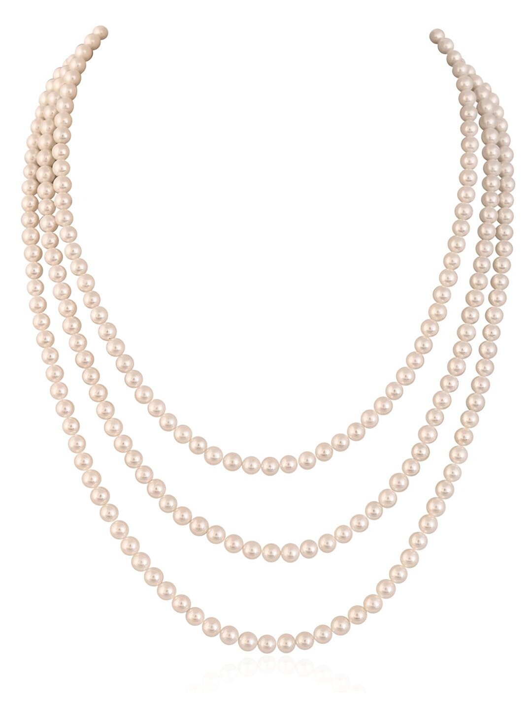 

RATNAVALI JEWELS Pearls Beaded Layered Necklace, White