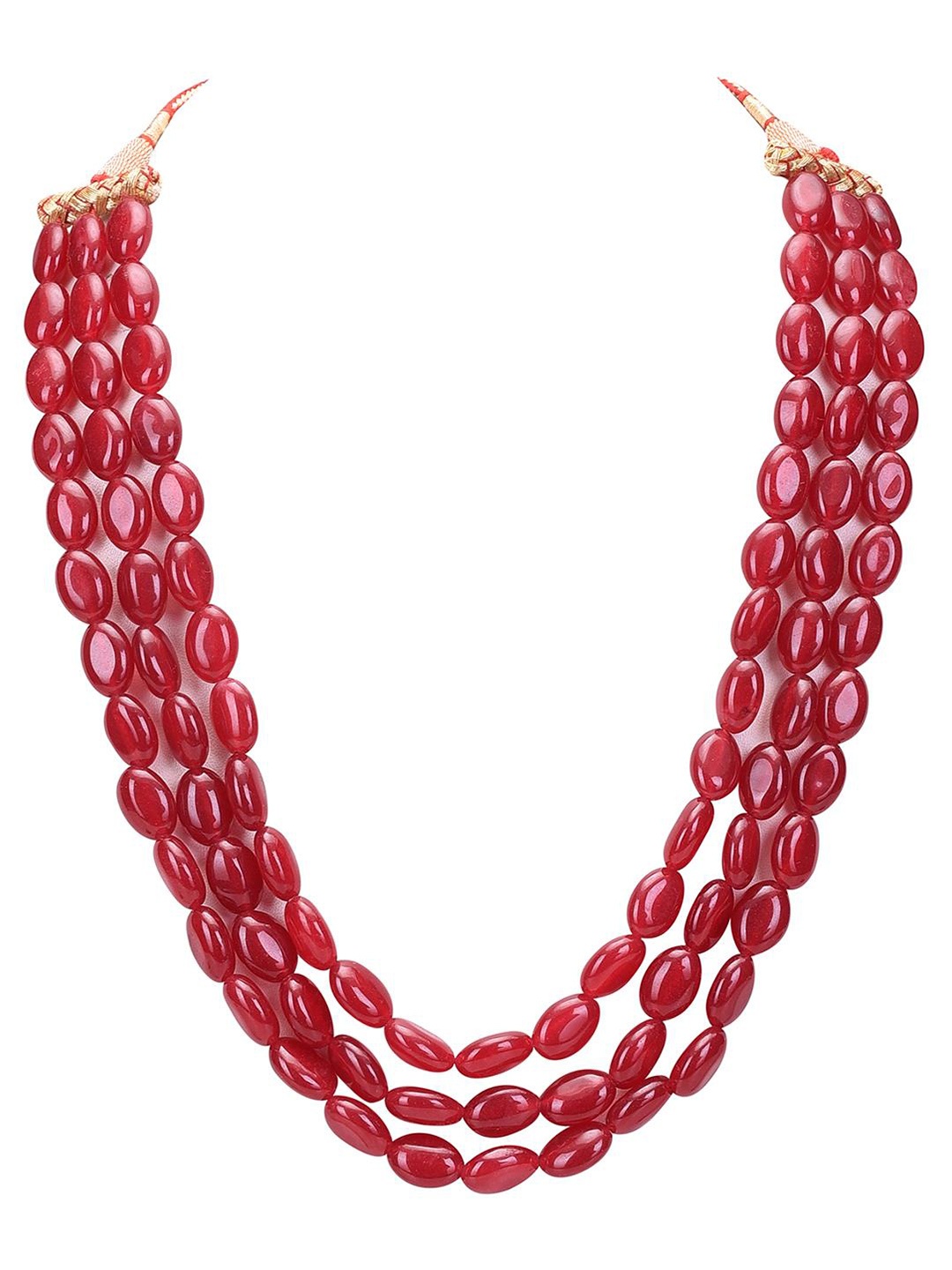 

RATNAVALI JEWELS Quartz Layered Necklace, Red