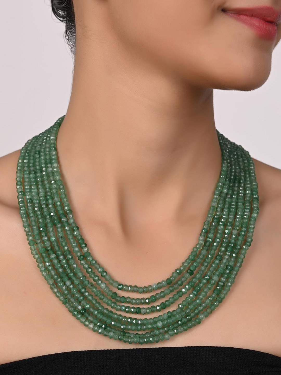 

RATNAVALI JEWELS Onyx Layered Necklace, Sea green