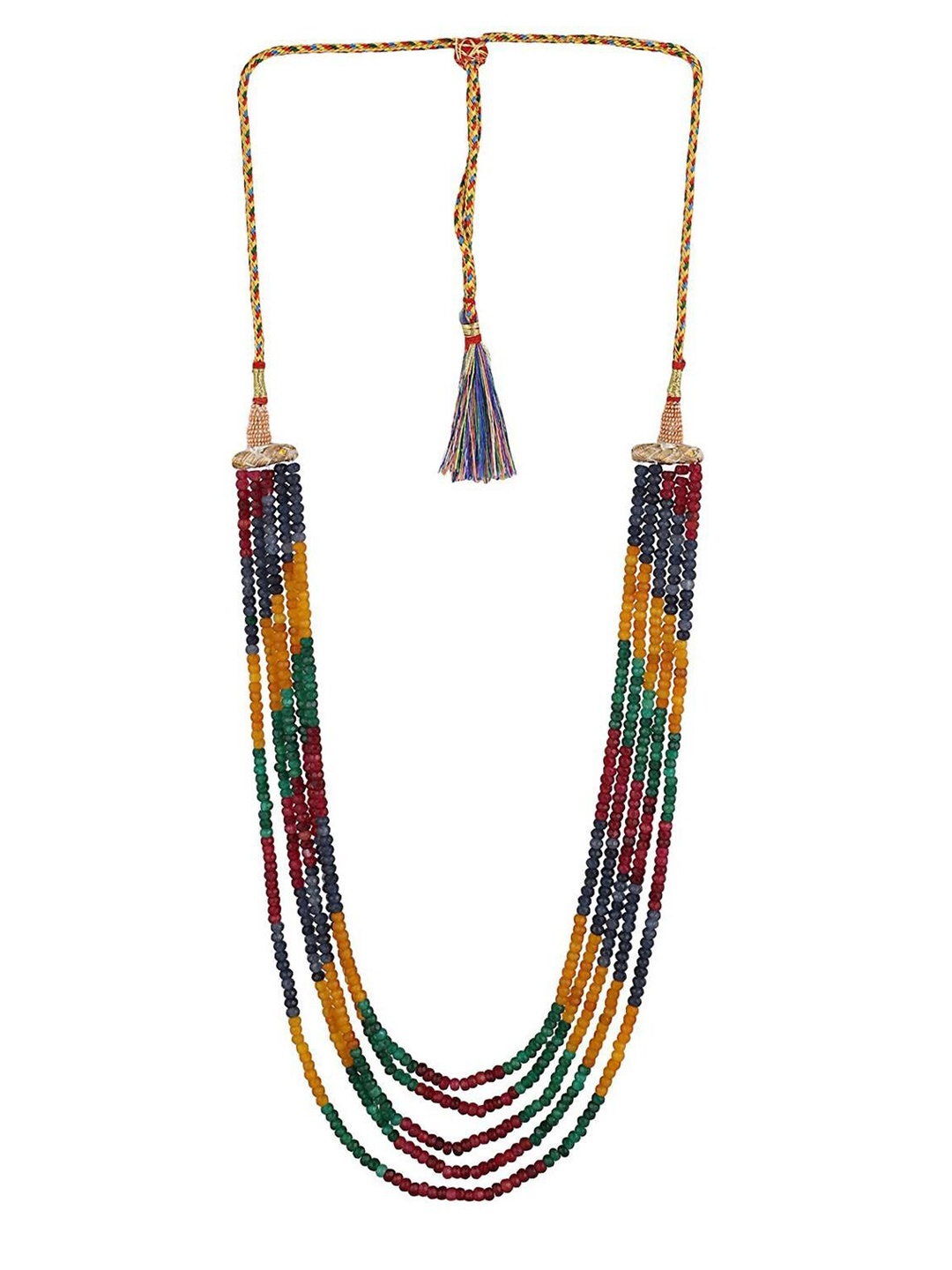 

RATNAVALI JEWELS Beaded Layered Necklace, Yellow