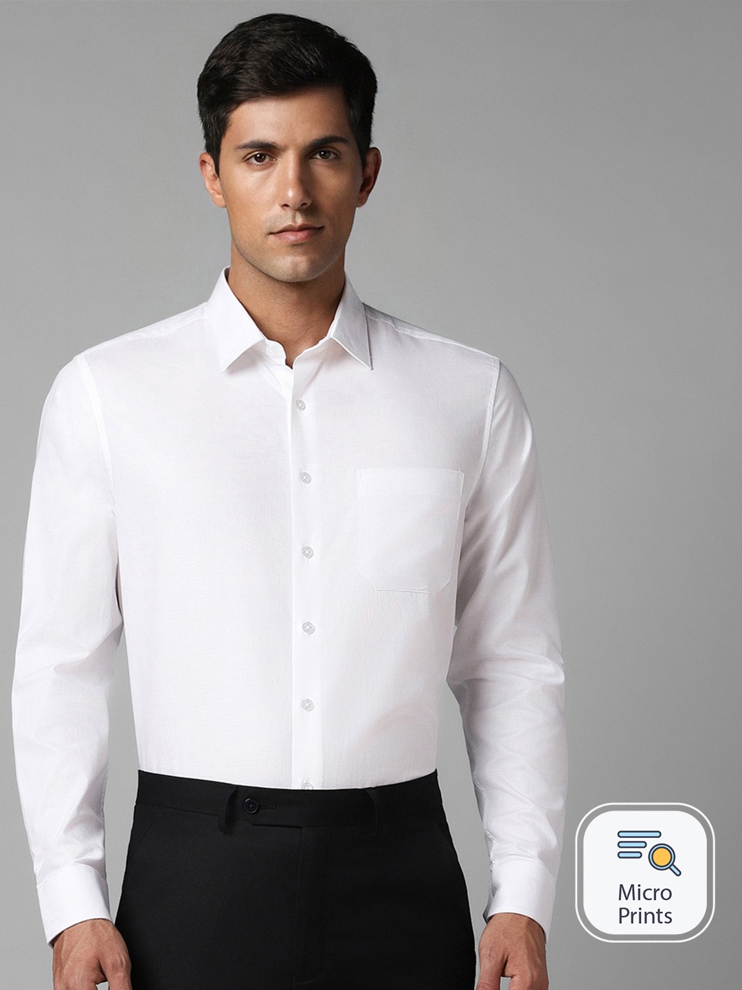 

Louis Philippe Spread Collar Cotton Formal Shirt, White