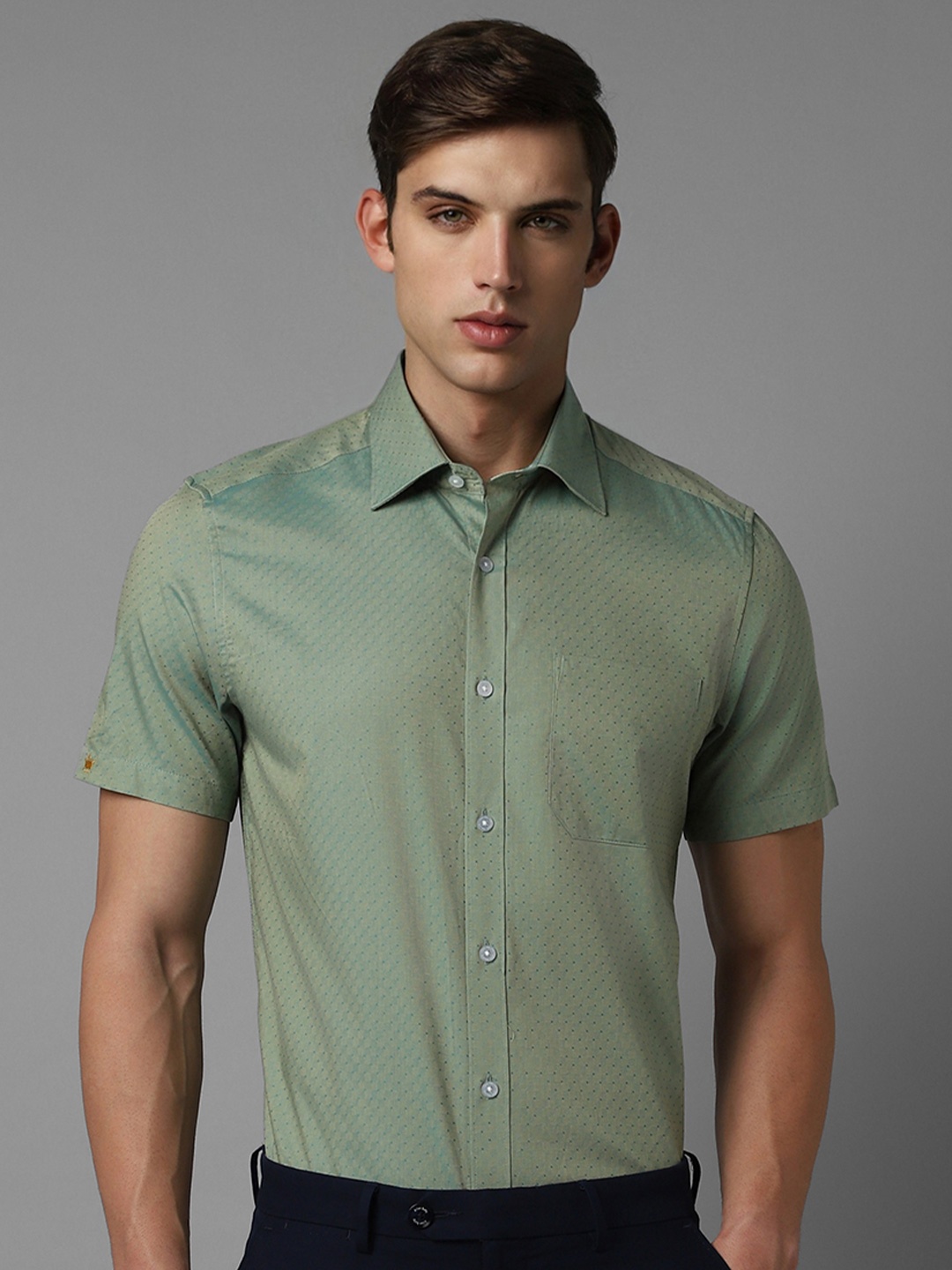 

Louis Philippe Men Green Opaque Formal Shirt