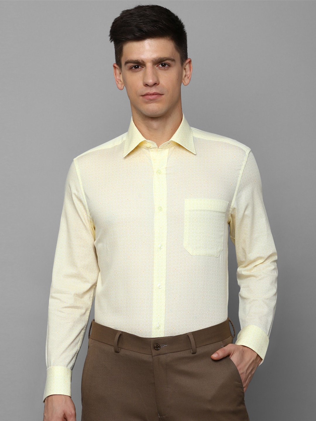 

Louis Philippe Spread Collar Cotton Formal Shirt, Yellow
