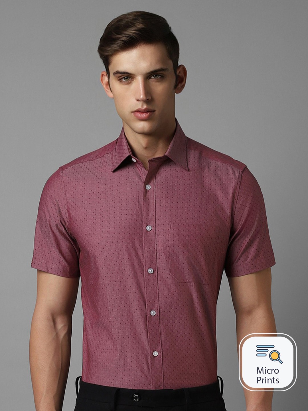 

Louis Philippe Classic Fit Micro Ditsy Printed Cotton Formal Shirt, Pink