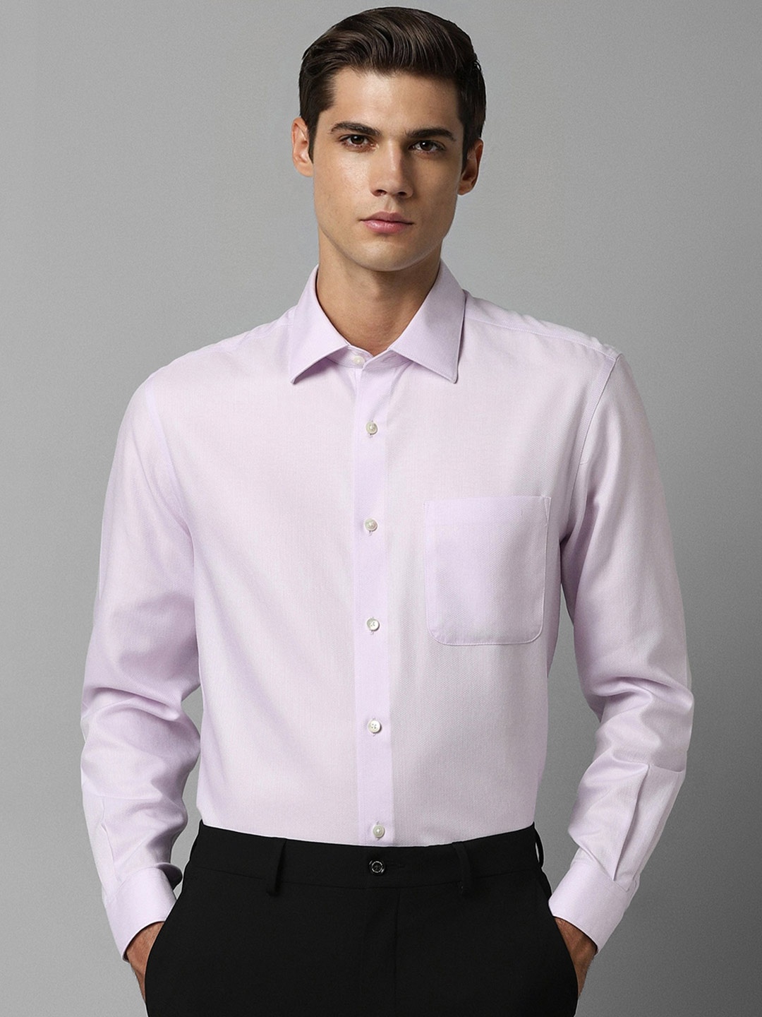 

Louis Philippe Spread Collar Cotton Formal Shirt, Purple