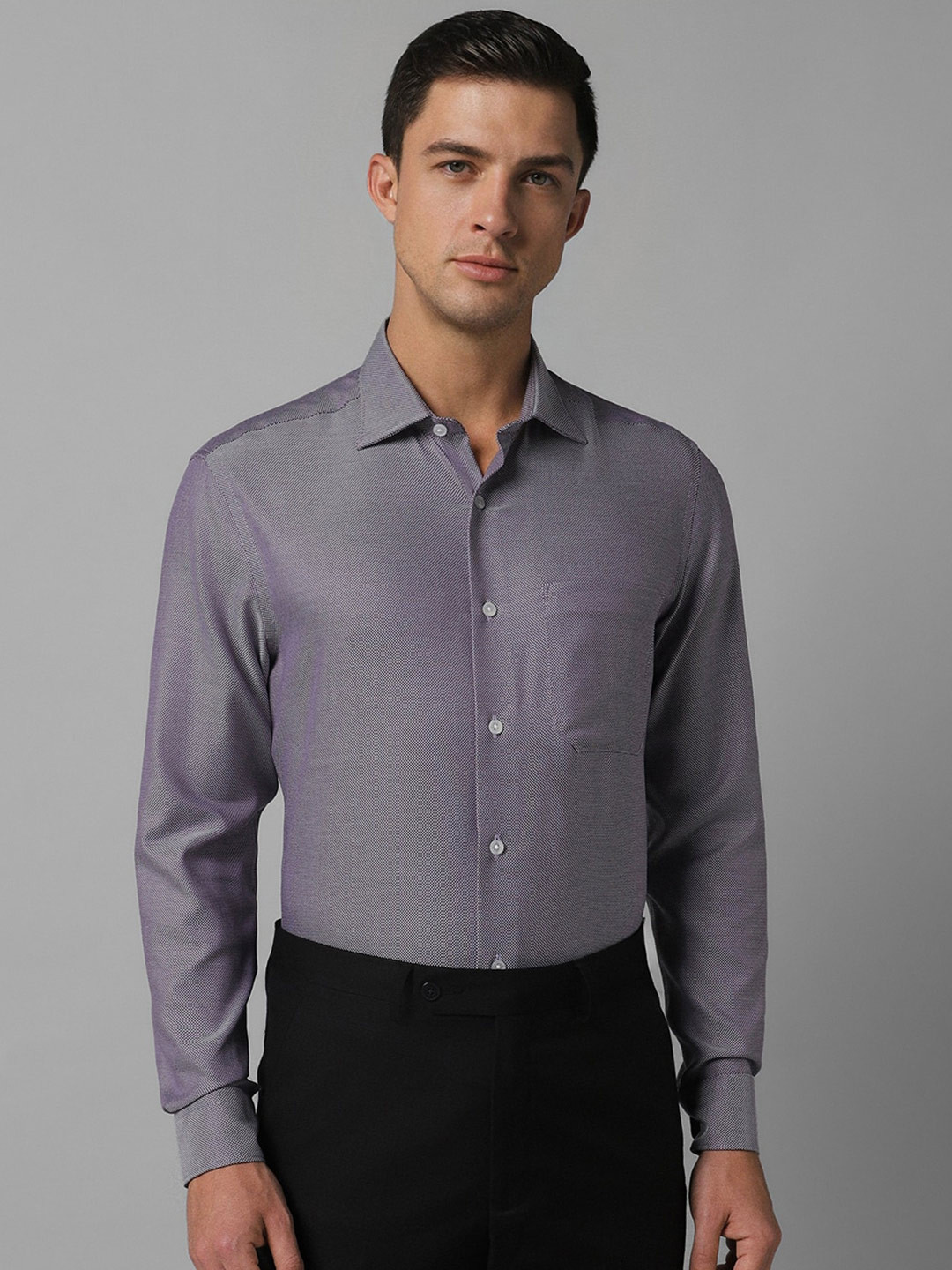

Louis Philippe Spread Collar Cotton Formal Shirt, Purple