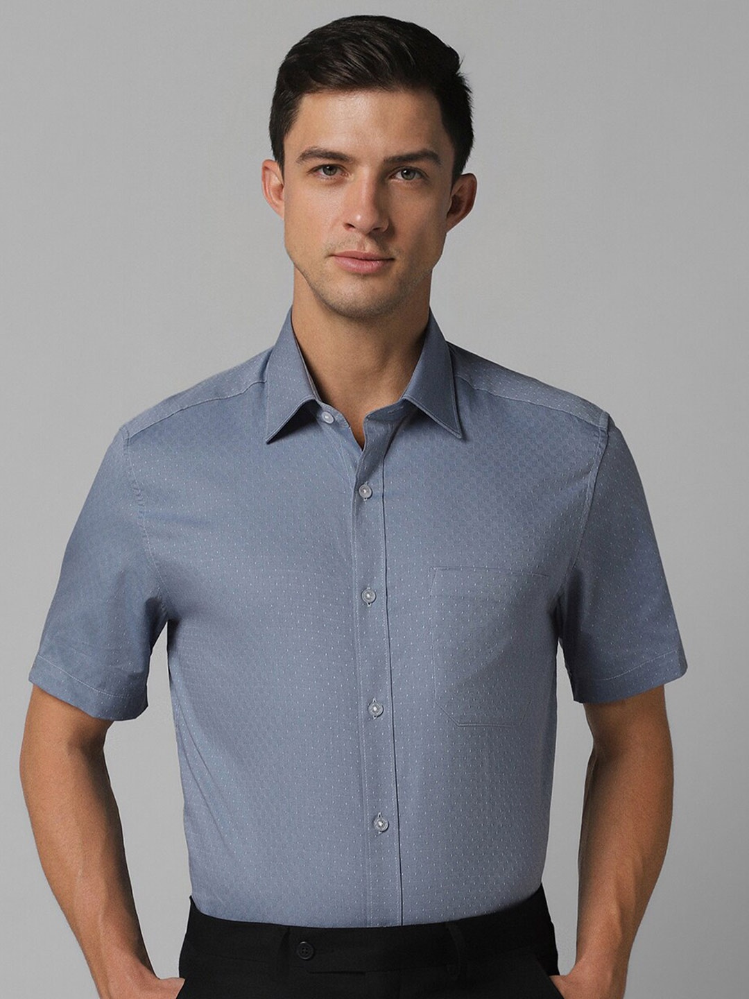 

Louis Philippe Textured Pure Cotton Formal Shirt, Blue