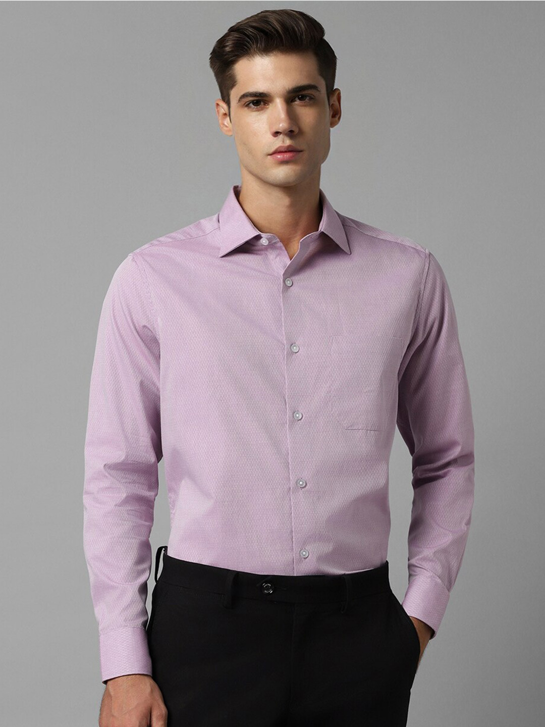 

Louis Philippe Spread Collar Cotton Formal Shirt, Purple
