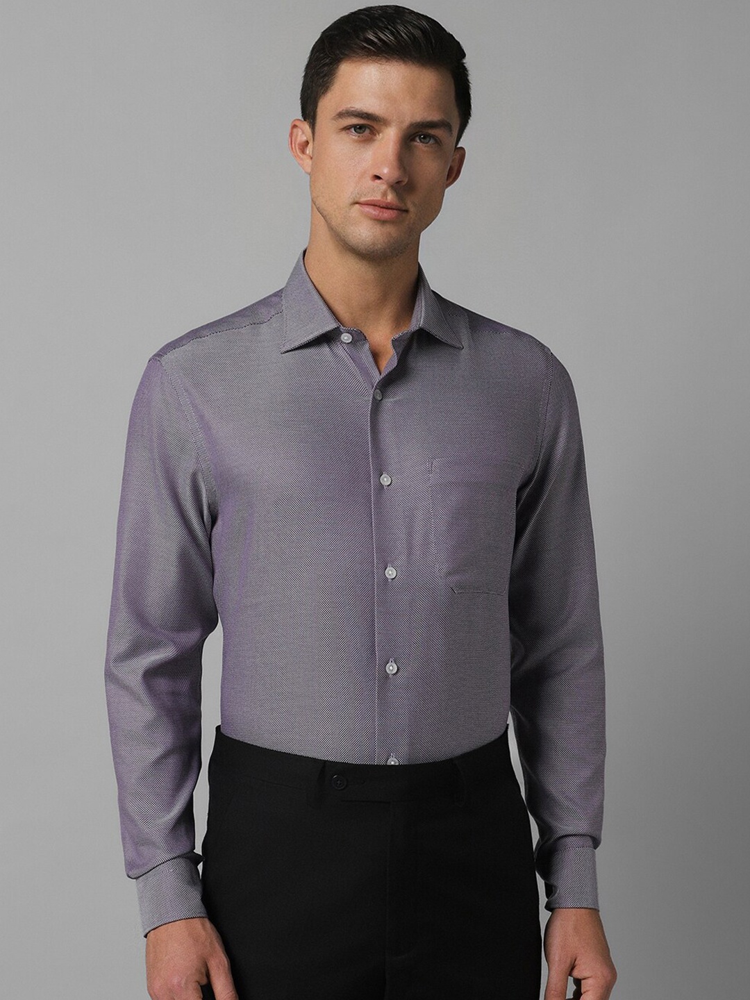 

Louis Philippe Permapress Spread Collar Cotton Wrinkle Free Formal Shirt, Purple